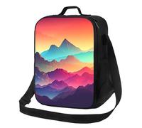 NSDdefAWCGT Borsa termica per il pranzo per donne e uomini, con tracolla regolabile, colore sfumato di montagna, borsa tote per picnic