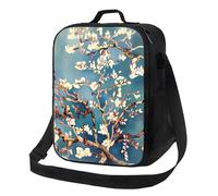 NSDdefAWCGT Borsa termica per il pranzo per donne e uomini, con tracolla regolabile in fiore di mandorlo, borsa tote per picnic