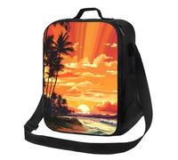 NSDdefAWCGT Borsa termica per il pranzo per donne e uomini, con tracolla regolabile, motivo alba tropicale, borsa tote per picnic