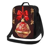 NSDdefAWCGT Borsa termica per il pranzo per donne e uomini, con tracolla regolabile, palla di Natale, campana dorata, borsa tote per picnic
