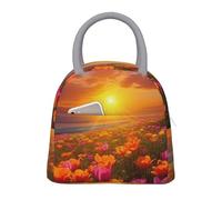 NSDdefAWCGT Borsa termica per il pranzo, per donne e uomini, portatile, a prova di perdite, bella alba con fiori, per picnic