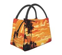 NSDdefAWCGT Borsa termica per il pranzo per donne e uomini, portatile, a prova di perdite, con motivo tropicale di alba