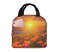 NSDdefAWCGT Borsa termica per il pranzo per donne e uomini, riutilizzabile, piccola, bella alba con fiori, portatile, per lavoro, picnic