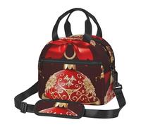 NSDdefAWCGT Borsa termica per il pranzo per donne e uomini, riutilizzabile, piccola scatola per il pranzo, palla di Natale, campana dorata, portatile, per lavoro, picnic