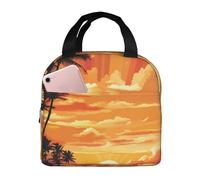 NSDdefAWCGT Borsa termica per il pranzo per donne e uomini, riutilizzabile, piccola scatola per il pranzo tropicale con motivo alba tropicale, portatile, per lavoro e picnic