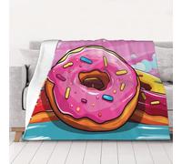 NSDdefAWCGT Coperta per divano, morbida e leggera, con ciambelle su sfondo colorato, coperta portatile per letto, divano, campeggio e viaggi, decorazione per la casa, 152,4 x 127 cm