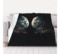 NSDdefAWCGT Coperta per divano, morbida e leggera, coperta portatile con due lune, per letto, divano, campeggio e viaggi, decorazione per la casa, 152,4 x 127 cm