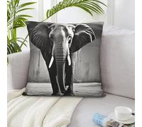 NSDdefAWCGT Federa per cuscino da 50,8 x 50,8 cm, motivo elefante bianco e nero, federa quadrata morbida e lussuosa, decorazione per divano, letto, decorazione per la casa