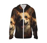 NSDdefAWCGT Giacca da donna con cappuccio con protezione solare cane in foglie, leggera a maniche lunghe, camicia da sole per le donne M