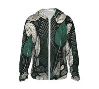 NSDdefAWCGT Giacca da donna con cappuccio con protezione solare con grafica a foglie, leggera, a maniche lunghe, camicia da sole per le donne, M