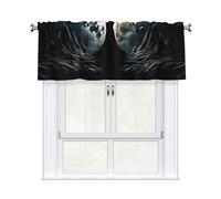 NSDdefAWCGT Mantovana per cucina, con due lune, mantovana per finestra, per camera da letto, con tasca per bastone, 137 x 45 cm
