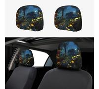 NSDdefAWCGT Set di 2 copri poggiatesta per auto, motivo lucciole, protezione per poggiatesta auto, decorazione per interni, accessori funzionali per poggiatesta auto, camion