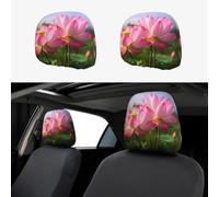 NSDdefAWCGT Set di 2 coprisedili per auto con bellissimo fiore di loto, copertura protettiva per poggiatesta auto, decorazione per interni, accessori funzionali per poggiatesta auto, camion, auto