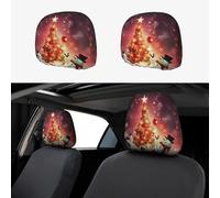 NSDdefAWCGT Set di 2 coprisedili per auto, con scritta "Merry Christmas" e pupazzo di neve, protezione per poggiatesta auto, decorazione per interni, accessori funzionali per poggiatesta auto, camion
