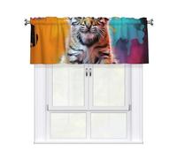 NSDdefAWCGT Tenda mantovana per la cucina, la piccola tigre, mantovana per finestra, camera da letto, con tasca per bastone, 137 x 45 cm