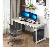 NSdirect Grande scrivania da ufficio per casa e ufficio, grande scrivania per computer da 160 cm, ampia scrivania per studio per 2 persone, struttura robusta in metallo con gambe in acciaio più spesse