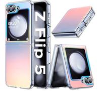 Nshkeji Cover per Samsung Galaxy Z Flip 5 olografico iridescente | Semi-Trasparente, Custodia Sottile Antiurto Posteriore Rigido PC Antigraffio Anti-Tracce Cover per Samsung Z Flip 5 Case