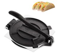 NSIRONS Roti Maker, pressa per tortilla in ghisa, 30 cm, pre-stagionata, resistente, regolabile, con carta pergamena, per tortillas fatte in casa, colore nero