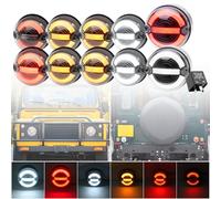 NSLUMO Kit di aggiornamento luci Halo per Lan.d/Ro.ver Defender 90 110 130 95-16 Luce di posizione anteriore a LED Indicatore di direzione Indicatore laterale Luce di stop posteriore 10pcs Trasparente