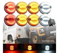 NSLUMO Kit luce Halo per Lan.d/Ro.ver Defender 90 110 130 1995-2016 Luce di posizione a LED Indicatore di direzione Indicatore laterale Freno posteriore Luce del freno 73MM 8x Colore standard