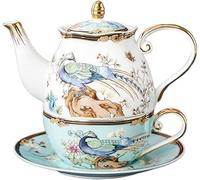 NSNYDNZ Tazzine da caffè Espresso, Set da teiera e Tazza da tè in Porcellana for Una Persona, Set da teiera con Tazza e piattino, Adatto for servire Il Latte, Il tè e Il caffè.