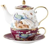 NSNYDNZ Tazzine da caffè Espresso, Set da teiera e Tazza da tè in Porcellana for Una Persona, Set da teiera con Tazza e piattino, Adatto for servire Il Latte, Il tè e Il caffè.