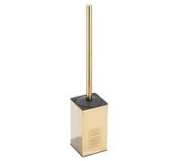 NSODOO Soporte de cepillo de inodoro independiente para baños Soporte de cepillo de inodoro de acero inoxidable 304 Almacenamiento resistente a la oxidación, oro pulido cuadrado de 17 pulgadas de alto