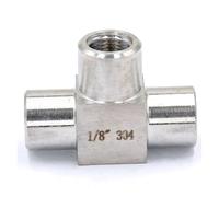 NSPKZXTTGF Equal 1/8" Female Threaded Tee 3 Way 304 Stainless Steel Pipe Fitting Connector Adapter Max Pressure 2.5 Mpa