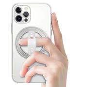 NSPmebTGW Supporto per telefono ad anello magnetico con supporto per impugnatura wireless e supporto per telefono da auto rimovibile con cinturino da dito(Silver)