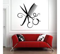 NSRJDSYT Adesivi murali per Parrucchieri Pettine Forbici Decalcomanie da Parete per pareti Decorazione in Vinile da Parete Modello da Negozio di Barbiere Autoadesivo 75x79cm