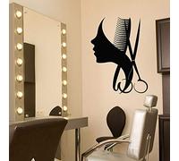 NSRJDSYT Barbershop Logo Decalcomania da Muro Vinile Bellezza Parrucchiere Forbici Pettine Decorazioni per Interni in Vetro Adesivi per Decorazioni da Barbiere 77x57cm