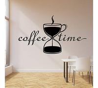 NSRJDSYT Decalcomanie da Muro in Vinile Coffee Break Room Clessidra Adesivi murali per Tazza da tè Cafe Decorazione per Interni Design Decalcomanie d'Arte Rimovibili 100x57cm