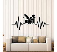 NSRJDSYT Drum Kit Decalcomania da Muro Batterista Musicista Amante della Musica Vinile Arte murale Adesivo da Parete Studio Musicale Camera da Letto Soggiorno Decorazion 57x30cm