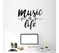 NSRJDSYT La Musica è Amore Adesivo murale Frase Battito Cardiaco Musicale Camera per Adolescenti Camera da Letto Studio Decorazioni per Interni Adesivo per finestre in v 57x68cm