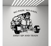 NSRJDSYT No Pain No Gain Stai zitto e allenati Home Gym Adesivo Poster Citazione Motivazionale Adesivo in Vinile Bodybuilding Fitness Decor 79x71cm
