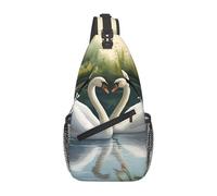 Nssbvnm Bellissimo zaino a tracolla con stampa di cigni bianchi sul lago, da uomo e da donna, con tracolla diagonale