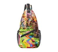 Nssbvnm Candy Land Print - Borsa a tracolla da uomo e donna, con tracolla diagonale