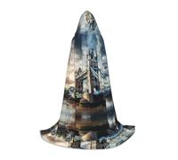 Nssbvnm Historic Old Tower Bridge London Print - Mantello unisex con cappuccio, per cosplay, festival, celebrazioni, carnevale, abbigliamento medievale