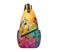 Nssbvnm Zaino a tracolla a tracolla con stampa di note musicali colorate per uomo e donna in diagonale