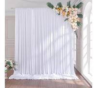 NSSONBEN 3m×2.15m Rughe Free Bianche Sfondo Tenda per Festa Matrimonio, 2 Pannelli 1.5×2.15m Morbide Tappetine in Poliestere Sfondi Tendi Per Compleanno Baby Shower Battesimo Photo Wall