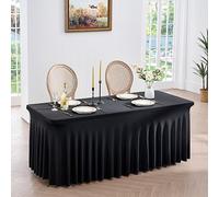 NSSONBEN Tovaglia Rettangolare nera in spandex, resistente agli strappi e alle pieghe, per banchetti, feste, matrimoni, compleanni, riunioni, espositore decorativo, tovaglia [180Lx75Wx75H] cm