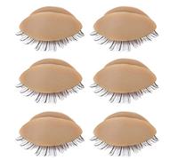 NSXAYIWE 3 coppie Piglio di sostituzione per testa di manichino delle ciglia, silicone falso esercitazioni per le estensioni delle ciglia praticano l'allenamento (Caffè)