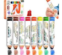 nsxsu Matite colorate Jumbo in legno 3 in 1 per bambini, pastelli grossi lavabili, matite spesse solubili in acqua, matite colorate triangolari con temperamatite