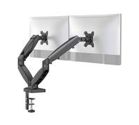 NSY Audio Braccio per doppio monitor - Contiene 2 schermi fino a 32 pollici e 9 kg ciascuno, supporto da scrivania pneumatico regolabile in altezza con bracci articolati, montaggio VESA Full Motion