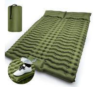 Nsyee Doppio tappetino da campeggio autogonfiante, 10 cm di spessore, materassino portatile con pompa a pedale integrata, materassino gonfiabile portatile per campeggio all'aperto, tende, verde oliva