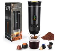 Nsyee Macchina per caffè espresso elettrica portatile, con display a LED, autoriscaldante, USB-C, macchina da caffè da viaggio elettrica 3 in 1, compatibile con capsule grandi e piccole/caffè macinato