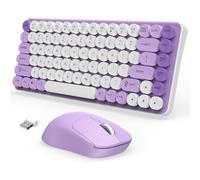 Nsyee Set tastiera e mouse wireless, 85 tasti rotondi, 75% tastiera e mouse compatti con Bluetooth e ricevitore USB da 2,4 GHz, layout USA, Plug and Play, combinazione silenziosa per PC e laptop