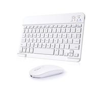 Nsyee Set Tastiera e Mouse Wireless, Tastiera Bluetooth Tablet Portatile Sottile Ricaricabile Universale per iPad/Tablet/PC/iOS/Android/Windows/Samsung Tab/Lenovo, Layout Italiano, Bianco