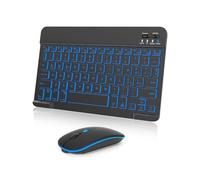Nsyee Set tastiera e Mouse Wireless, Tastiera Bluetooth Universale Retroilluminata Portatile Ultrasottile Ricaricabile, per iPad/Tablet/PC/iOS/Android/Windows/Samsung/Lenovo, Layout Italiano, Nero
