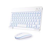 Nsyee Set tastiera e Mouse Wireless, Tastiera Bluetooth Universale Retroilluminata Portatile Ultrasottile Ricaricabile, per iPad/Tablet/PC/iOS/Android/Windows/Samsung/Lenovo, Layout Italiano,Bianco